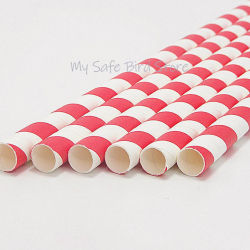 Colossal Red & White Paper Straws 8.5" 12 Pack