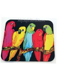 Five Parrots Hanging Out Computer MousePad