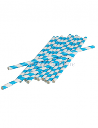 Paper Straws Turquoise Striped