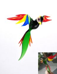 Green Macaw Blown Glass Art