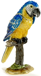 Blue & Gold Macaw Trinket Box w/ Austrian Crystal