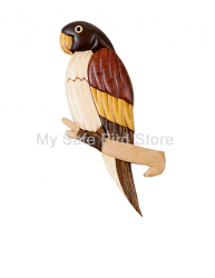 Wood Intarsia Parrot Magnet